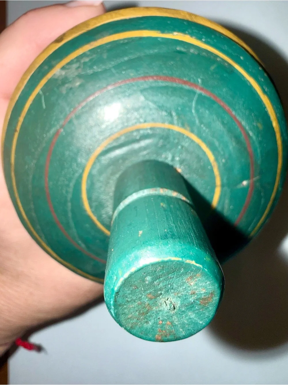 Antique Folk Art Painted Spinning Top Toy Wooden Top Hand Painted Collectible